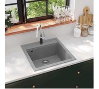 vidaXL Évier de Cuisine en Granit Bac Unique Gris Maison Décor de Cuisine 142949