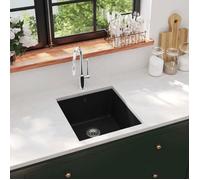 vidaXL Évier en granit simple bassin noir