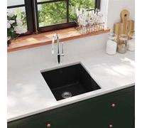 vidaXL Évier en granit simple bassin noir