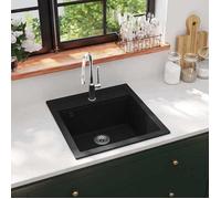 vidaXL Évier de cuisine à simple bassin en granit Noir