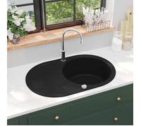 vidaXL Évier de cuisine en granit Bac unique ovale Noir