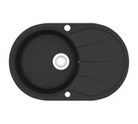 vidaXL Évier de Cuisine en Granit Bac Unique Ovale Noir Décor Cuisine Maison