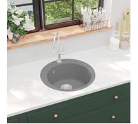 vidaXL Évier de Cuisine en Granit Bac Unique Rond Gris Décor de Cuisine Maison 142957