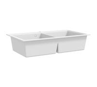 vidaXL Évier de cuisine encastrable à 2 bacs en granite blanc