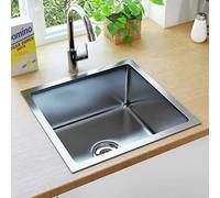 vidaXL Evier de Cuisine Fait à la Main Evier Encastré Evier Rectangulaire Évier à Vasque Intérieur Maison Robuste Résistant Acier Inoxydable