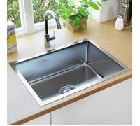 vidaXL Évier de cuisine fait à la main en acier inoxydable encastré rectangulaire Gris G