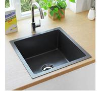 vidaXL Évier de cuisine fait main noir acier inoxydable