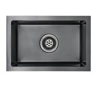 vidaXL Evier de Cuisine Fait à la Main Evier Encastré Evier Rectangulaire Évier à Vasque Maison Intérieur Robuste Résistant Noir Acier Inoxydable