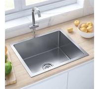 vidaXL Evier de Cuisine Fait à la Main Intérieur Lavabo Maison Argenté Acier Inoxydable 51502 Gris G