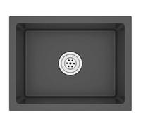 vidaXL Evier de Cuisine Fait à la Main Maison Intérieur Lavabo de Salle de Bain Noir Acier Inoxydable