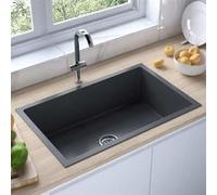 vidaXL Evier de Cuisine Fait Main Maison Intérieur Lavabo de Salle de Bain Noir Acier Inoxydable 51517 Noir G
