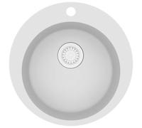 vidaXL Évier en granit – bassin simple rond – blanc