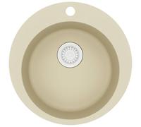 vidaXL Évier de cuisine Granit Seul lavabo Rond Beige