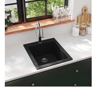 vidaXL Évier de Cuisine Granite Noir Lave-main Lavabo Évier à Encastrer 141672