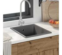 vidaXL Évier de cuisine avec trop-plein en granit gris