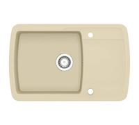 vidaXL Evier de Cuisine Seul Lavabo Egouttoir Encastré Réversible avec Trou de Montage pour Robinet et Distributeur de Savon Intérieur Maison Granit Beige