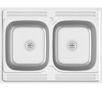 vidaXL Evier double argenté 800x600x155 mm acier inoxydable