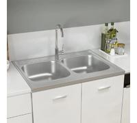 VidaXL Évier Double Lavabo 800x600 mm Inox