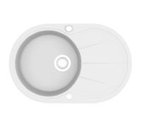 vidaXL Évier en granit simple bassin ovale blanc
