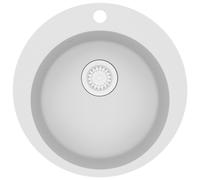 vidaXL Évier en granit simple bassin rond blanc