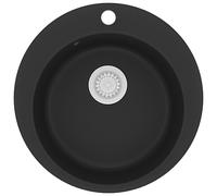 vidaXL Évier en granit simple bassin rond noir