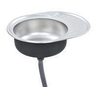 vidaXL Evier encastré avec passoire et siphon ovale inox