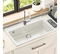 vidaXL Lavabo en granit, 795 x 505 mm, blanc