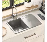 vidaXL Évier Gris 670 x 460 mm 80% Quartz et 20% Résine