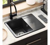 vidaXL Évier Noir 560 x 460 mm 80% Quartz et 20% Résine
