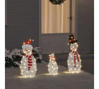 vidaXL Famille de bonhommes de neige éclairés 3 pcs Blanc chaud