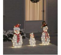 vidaXL Famille de bonhommes de neige éclairés 3 pc Blanc chaud 42019625