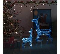 vidaXL Famille de rennes de décoration Acrylique 160 LED bleues