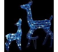vidaXL Famille de rennes de décoration Acrylique 160 LED bleues