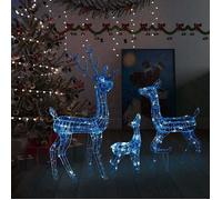 vidaXL Décoration de Noël Famille de rennes Acrylique 300 LED bleues