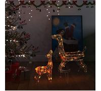 vidaXL Famille de rennes décoratifs lumineux Acrylique 160 LED colorées 90 cm