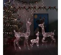 vidaXL Famille de Rennes de Décoration Rennes Lumineux Décoration de Noël Jardin Patio Arrière-cour Extérieur Intérieur Acrylique 300 LED Blanc Chaud Blanc chaud G