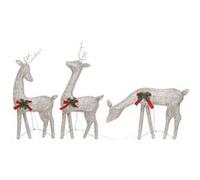 vidaXL Famille de rennes de Noël 270x7x90 cm Doré Blanc chaud Maille Or G