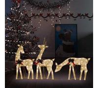 vidaXL Famille de rennes de Noël 90 LED - Doré