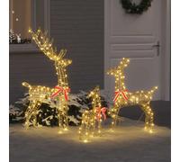 vidaXL Famille Renne 3 pc 300 LED Blanc chaud 67 x 26 x 127 cm PET