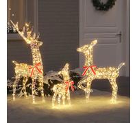 vidaXL Famille Renne 3 pcs Blanc chaud 67 x 26 x 127 cm PET