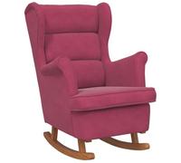 vidaXL Fauteuil à Bascule à Oreilles en Velours Rouge vin Bois Massif