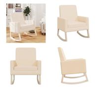 vidaXL Fauteuil à bascule Crème Tissu - Rocking chair - Fauteuils à bascule - Fauteuils relax