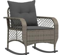 vidaXL Fauteuil à bascule de jardin avec coussin Gris Poly Rattan