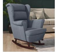 vidaXL Fauteuil à Bascule et Pieds en Bois d'Hévéa Fauteuil de Détente Salon Salle de Séjour Chambre Maison Intérieur Gris 329364