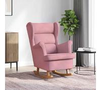 vidaXL Fauteuil à bascule et pieds en bois massif d'hévéa Rose Velours