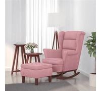 vidaXL Fauteuil à basculemet houten poten en voetenbank velours roze Rose G