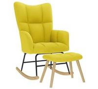 vidaXL Chaise à bascule avec repose-pied jaune clair tissu