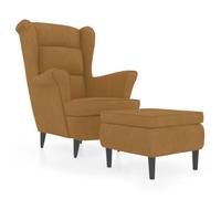 vidaXL Fauteuil à Oreilles avec Tabouret Chaise de Relaxation Siège de Salon Meuble de Salle de Séjour Maison Intérieur Marron Velours