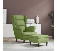 vidaXL Fauteuil à oreilles avec tabouret Vert clair Velours 3115934