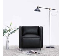 vidaXL fauteuil à puits noir en similicuir